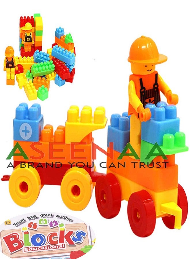 Aseenaa Toy Building Blocks for Kids with Zip Packing | Different Shape Blocks Toys of 73 Pcs | Block Games for Kids and Gift Toy | Colour - Multi Color - Image 5